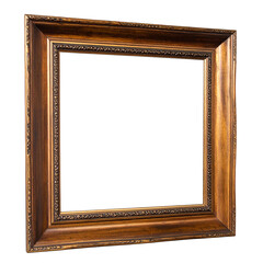 Ornate, rectangular, golden-brown picture frame with intricate detailing and blank white center
