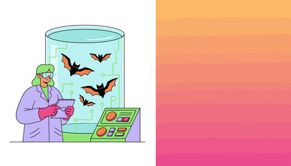 Scientist researching bats in a modern laboratory for biological study or virus research