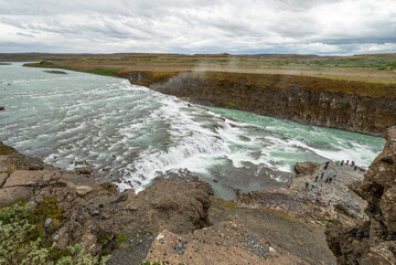 the beautiful nature of Waterfall Gullfoss in south Iceland