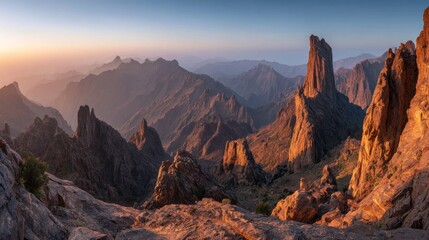 Fototapeta premium Sunrise mountain peaks