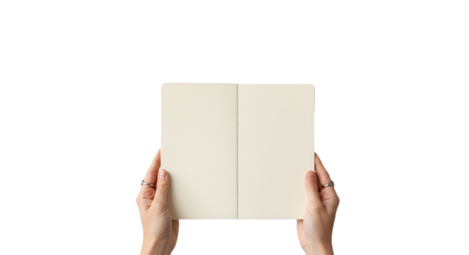 Woman hands holding book on white isolated on transparent background PNG