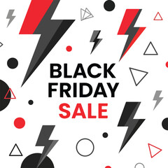 Dynamic Black Friday Sale Background with Lightning Bolts and Geometric Shapes Modern Graphic Design for Retail Promotions and Advertising