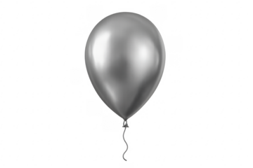 Silver metallic balloon floating celebration on transparent background