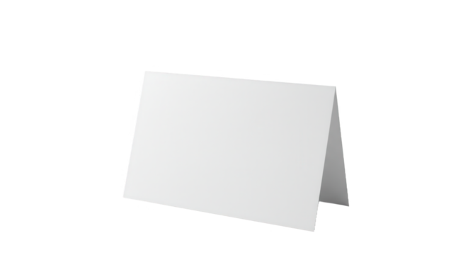 Blank white tent card isolated on transparent background PNG - Powered by Adobe