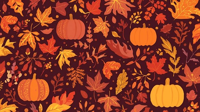 autumn leaves and pumpkin on a yellow background - Powered by Adobe