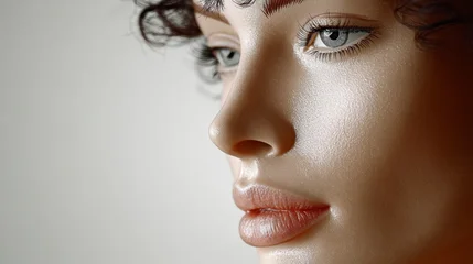 Handdoek met foto Schoonheidssalon Woman with a very pretty face and a nice smile. She has a nice makeup on her face  © Nataliia_Trushchenko