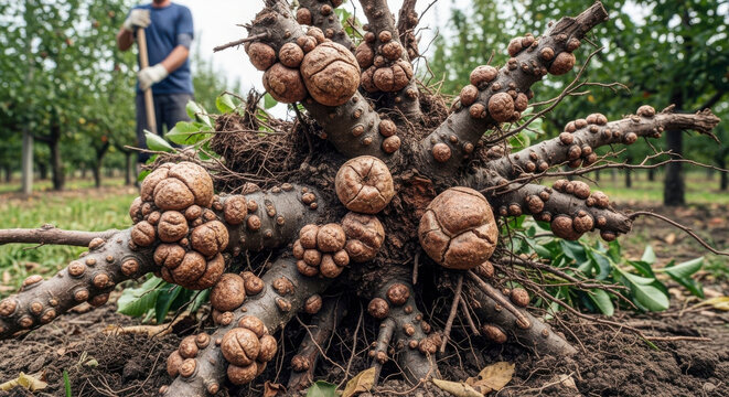 Inspect Diseased Fruit Tree Roots for Plant Health