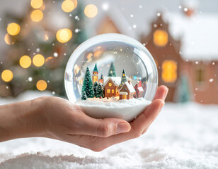 Hand holding christmas ball