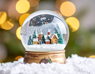 Christmas ball decoration on snow