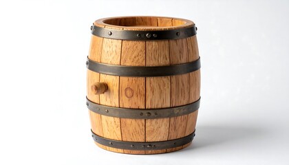 Fototapeta premium Wooden barrel on white background