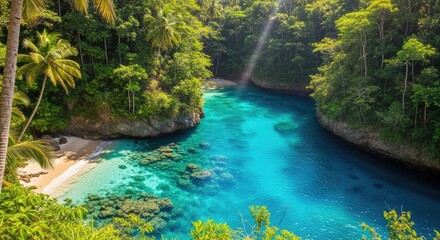 Tropical Paradise - Azure Waters and Lush Greenery Embrace Coastal Beauty.