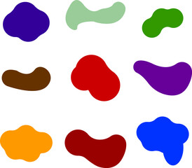 Set of Colorful Abstract Organic Blob Shapes on White Background

