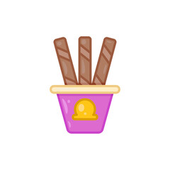 Pixelated Chocolate Sticks in Pink Container with Transparent Background