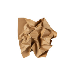 Crumpled brown paper isolated on white isolated on transparent background