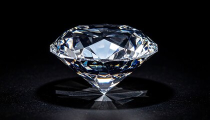 Sparkling diamond on black backdrop