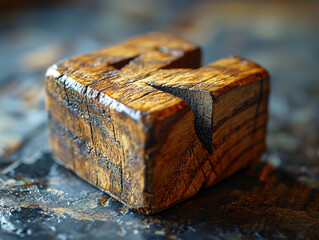 Creative Check mark made from wooden cubes on gray background