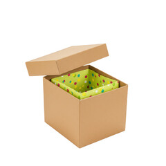 Cardboard box with lid isolated on transparent background