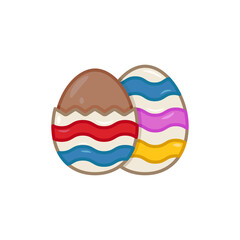 Two Easter Eggs Pixel Art with Red Blue Waves and Chocolate Brown Pixel Art Easter Eggs Vector Art