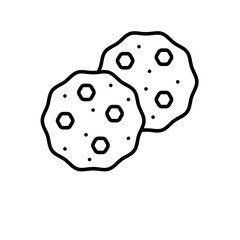 Two Outline Cookies Vector Illustration on Transparent Background