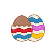 Two Pixel Art Easter Eggs with Brown and Striped Shells Isolated on Transparent Background