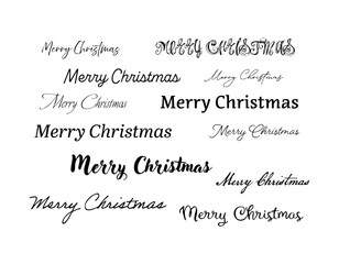 
Merry Christmas text set in multiple font styles including elegant script, modern serif, and festive calligraphy on white background for holiday design and greeting card projects