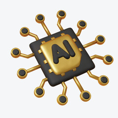 3d Vector AI Chip, AI in science and business, Technology and engineering concept.