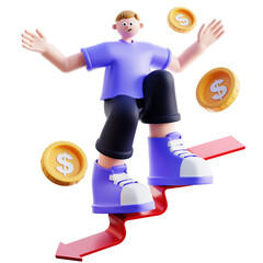 3d Illustration of Business Loss Risk Management