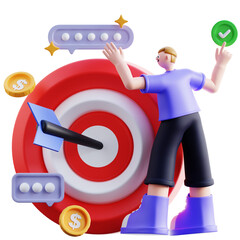 3d Illustration of Business Target Goal