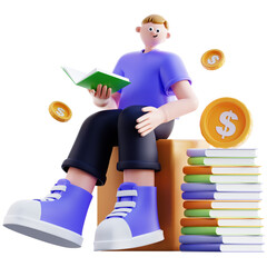 3d Illustration of Financial Education Learning