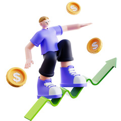 3d Illustration of Financial Growth Chart