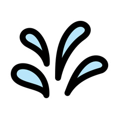 Simple Light Blue Water Splash Doodle Illustration With Black Outline And Transparent Background