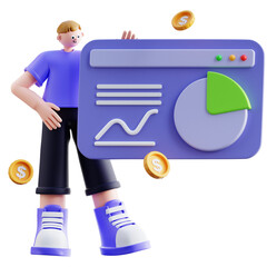 3d Illustration of Financial Report Dashboard