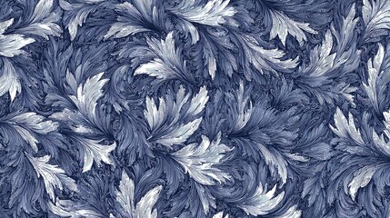 Abstract blue and white floral design with organic flowing lines
