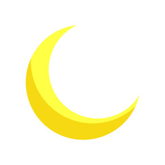 Yellow Crescent Moon on Transparent Background Symbolizing Night or Islamic Iconography Celestial Object in Simple Vector Illustration