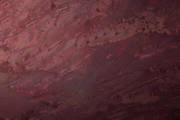 Abstract painting with diagonal brushstrokes in shades of red and brown