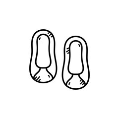 Simple Line Art Doodle Illustration of Baby Shoes on a White Background with a Transparent PNG Element