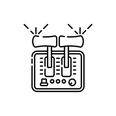 Monochrome Icon of Airplane Throttles with Glowing Indicators on Transparent Background
