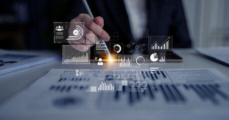 Data insights, charts, and analytics help visualize performance. Data drives strategy, analytics enhances growth, and data improves business outcomes through analytics. Latch