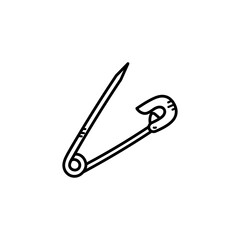 Simple Line Art Illustration Of A Metal Safety Pin With A Pointed End And A Closed Loop On A Transparent Background