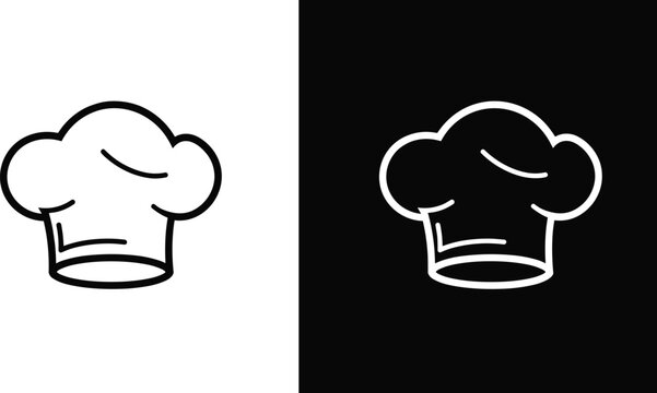 Chef hat line art, minimalist chef logo design, black and white kitchen symbol, cooking icon outline, restaurant branding vector illustration, culinary artwork - Powered by Adobe
