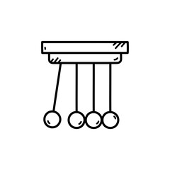 Newton's Cradle Demonstration Of Physics Principles And Momentum Transfer In Black Outline On A Transparent Background