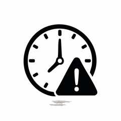 Remote Work Deadlines Icons. Solid style icons of deadlines in remote work: clock with exclamation, time limit icon, urgent