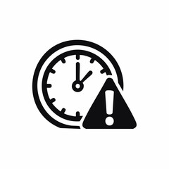 Remote Work Deadlines Icons. Solid style icons of deadlines in remote work: clock with exclamation, time limit icon, urgent
