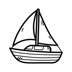 Simple Line Drawing Of A Sailboat With White Sails And Hull On A Transparent Background Ideal For Nautical Themes
