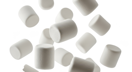 Falling White Marshmallows On Black Background