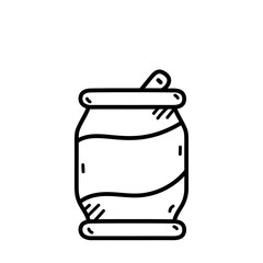 Simple Line Drawing of an Open Soda Can With a Transparent Background