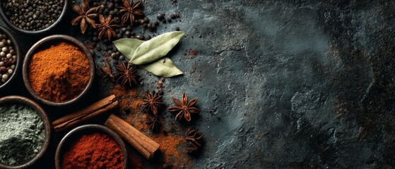 Cozy autumn vibes: artful arrangement of fall essentials. Poster design. Detailed composition of seasonal baking spices on background. Epic poster. Blockbuster art.