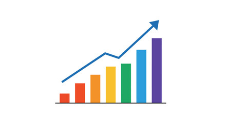 Fototapeta premium Bar graph showing growth with an upward trending arrow.