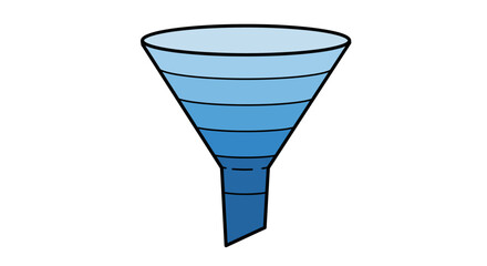 Illustration of a blue funnel with horizontal lines indicating different levels.