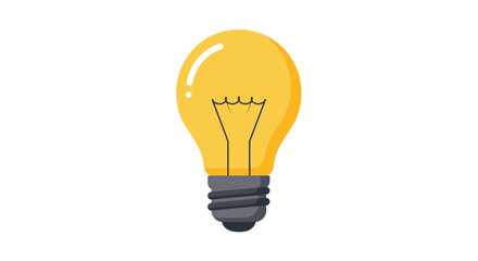Illustration of a yellow light bulb with a gray base on a white background.